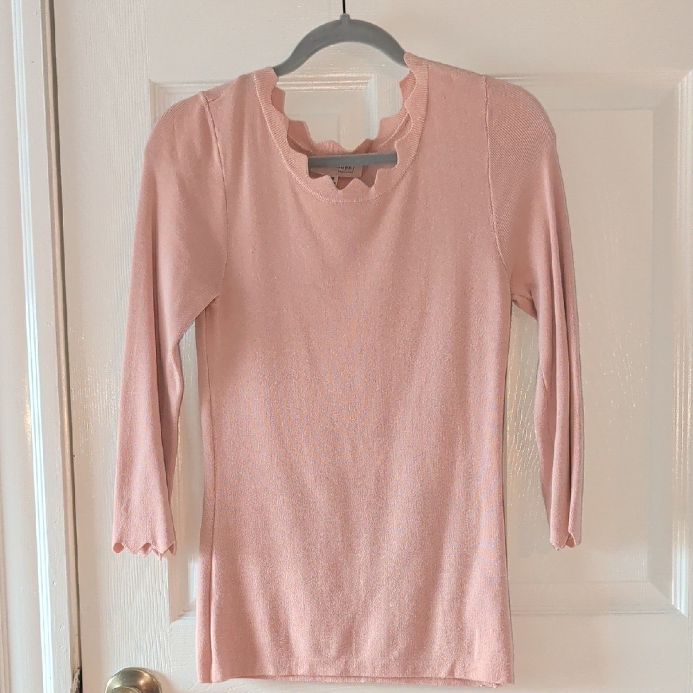 Philosophy Soft Pink Scalloped Neck & Cuff Sweater